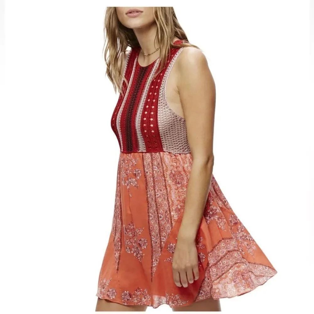 Free People Katie's Crochet Top Mini Dress size M.